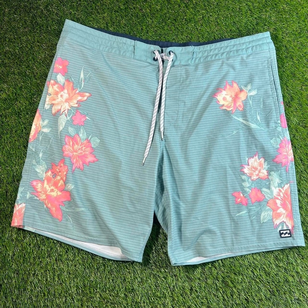 Billabong Sundays Lo Tides Floral Board Shorts Blue Mens 38 Swim Trunks Surf